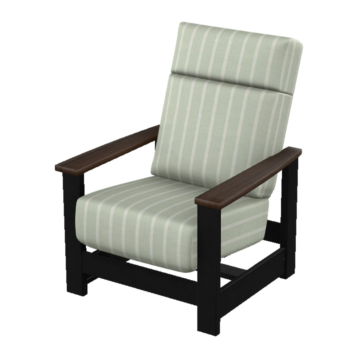 Leeward Cushion Supreme Armchair w/ Hidden Motion — Black MGP / Chestnut Accents
