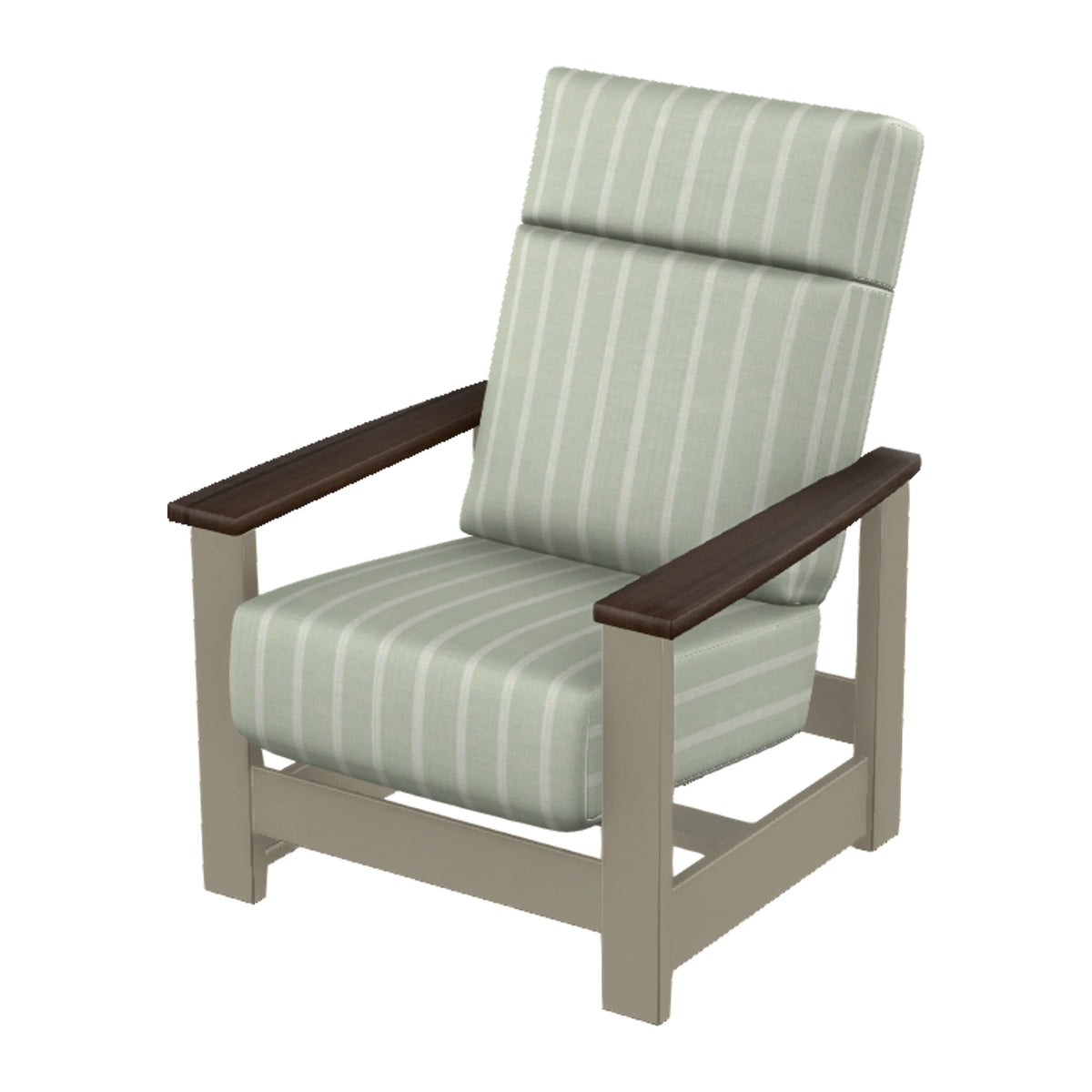 Leeward Cushion Supreme Armchair w/ Hidden Motion — Storm MGP / Chestnut Accents