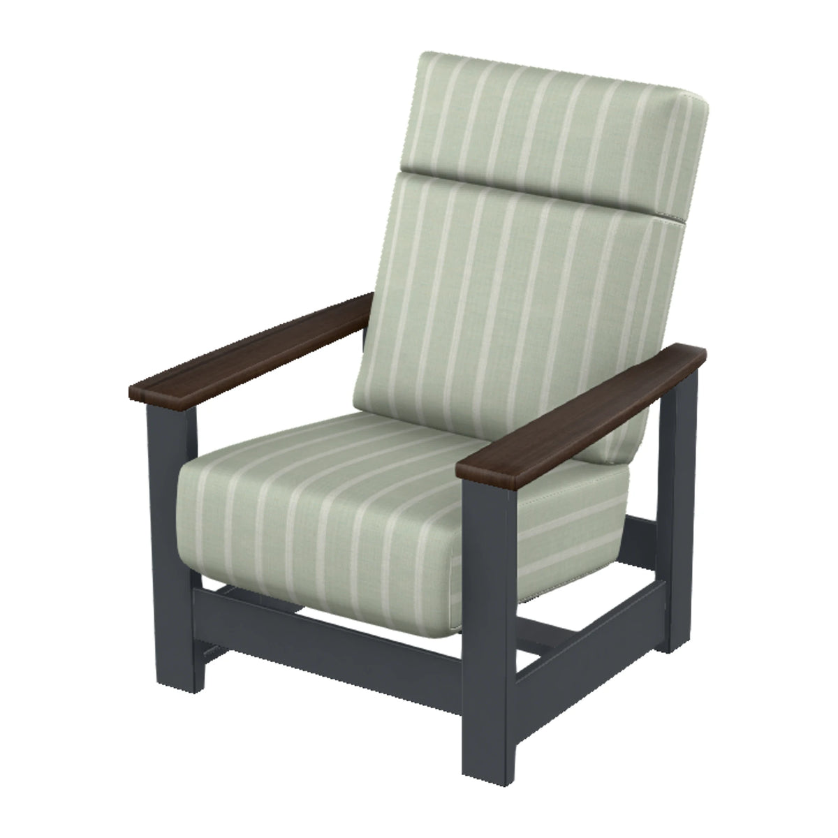 Leeward Cushion Supreme Armchair w/ Hidden Motion — Classic Graphite MGP / Chestnut Accents