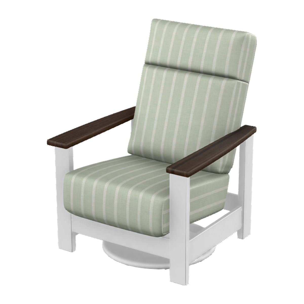 Leeward Cushion Supreme Swivel Rocker — Snow MGP / Chestnut Accents