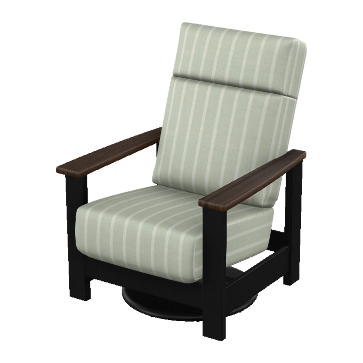 Leeward Cushion Supreme Swivel Rocker — Black MGP / Chestnut Accents