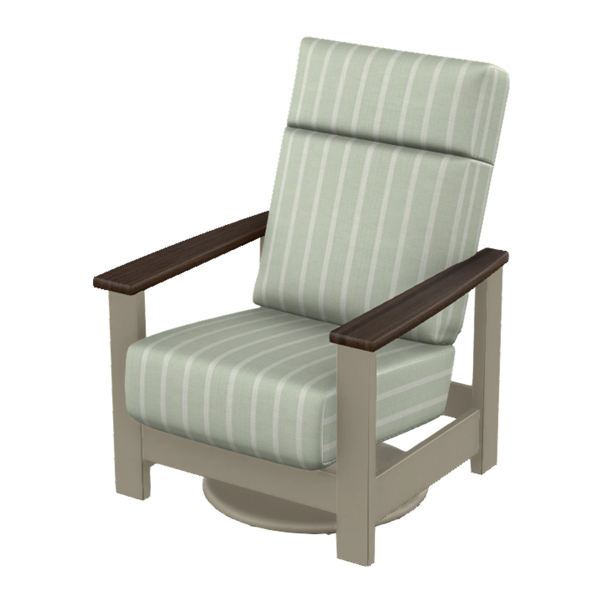 Leeward Cushion Supreme Swivel Rocker — Storm MGP / Chestnut Accents