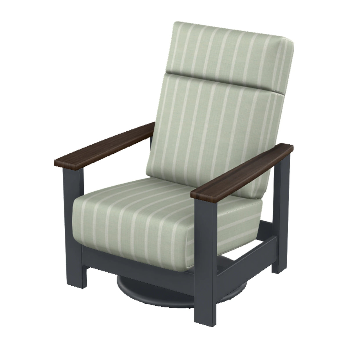 Leeward Cushion Supreme Swivel Rocker — Classic Graphite MGP / Chestnut Accents