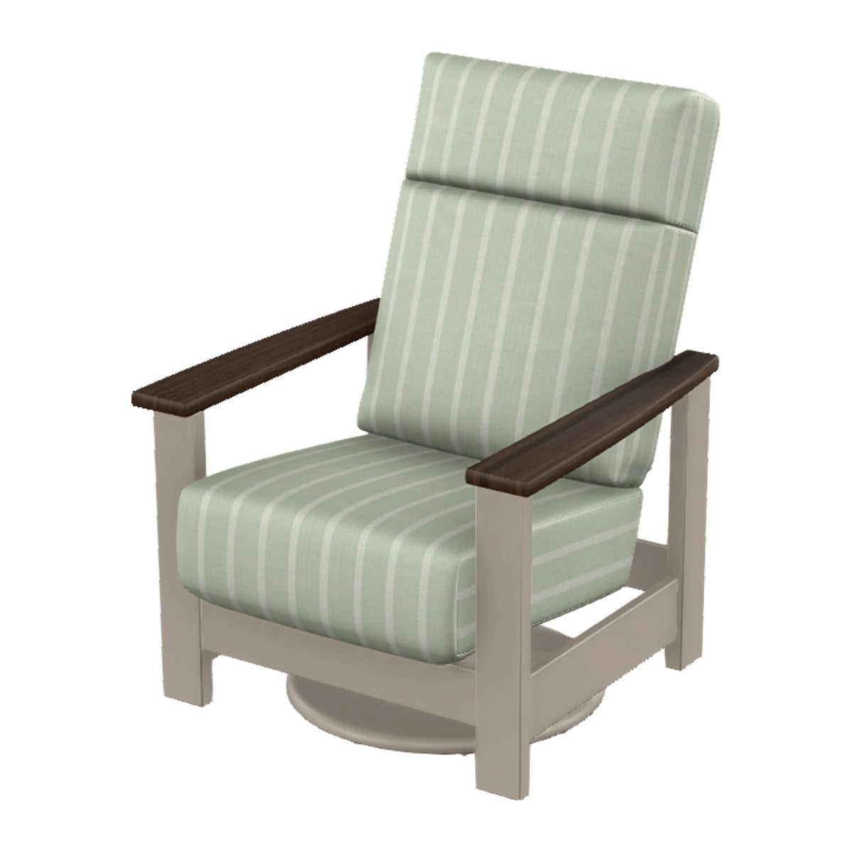 Leeward Cushion Supreme Swivel Rocker — Warm Grey MGP / Chestnut Accents