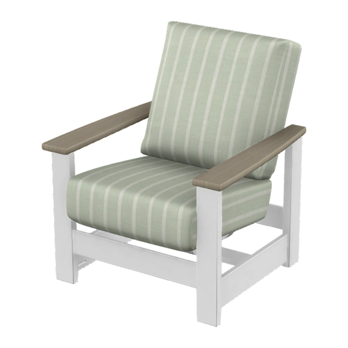 Leeward Cushion Armchair w/ Hidden Motion — Snow MGP / Weathered Wood Accent