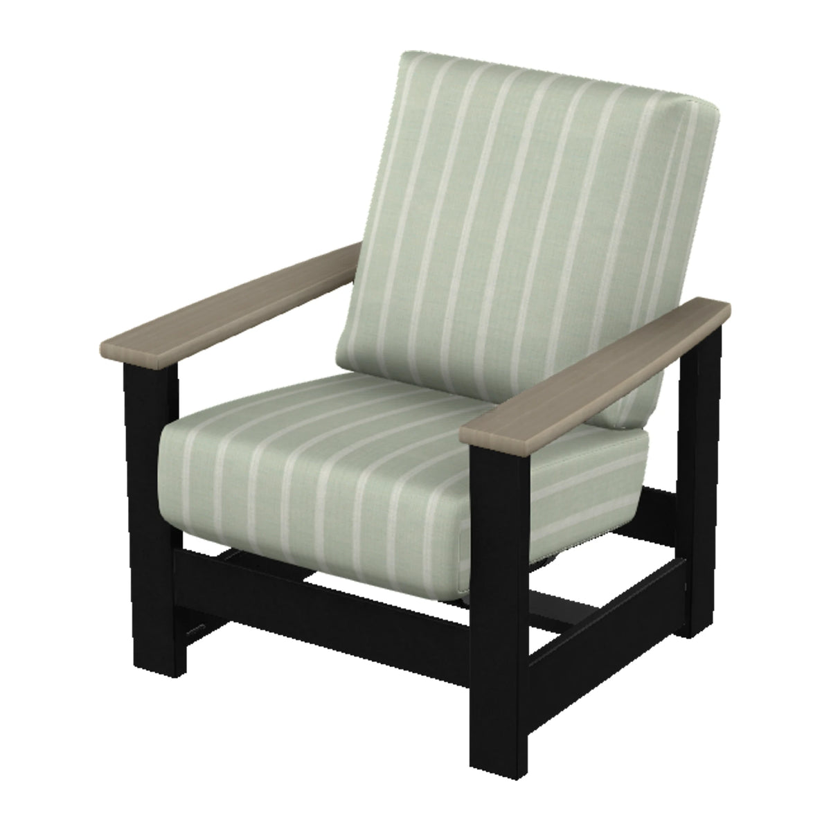 Leeward Cushion Armchair w/ Hidden Motion — Black MGP / Weathered Wood Accent