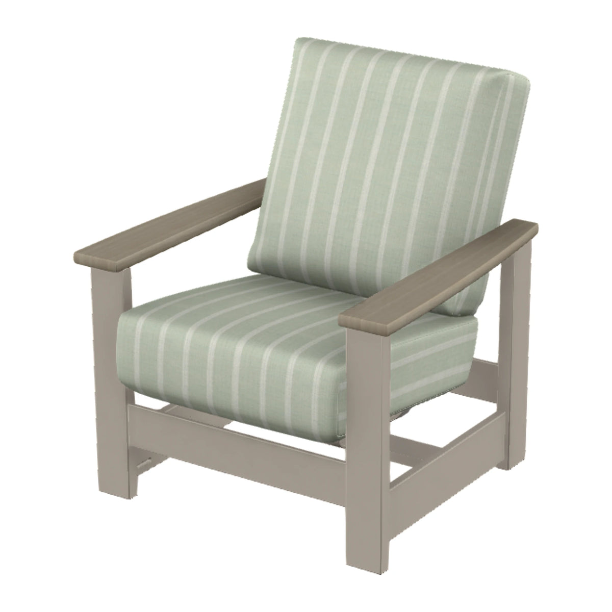 Leeward Cushion Armchair w/ Hidden Motion — Warm Grey MGP / Weathered Wood Accent
