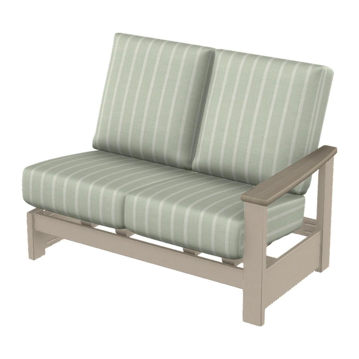Leeward Cushion Loveseat Section w/ Hidden Motion (RAF) — Desert Sand MGP / Weathered Wood Accent