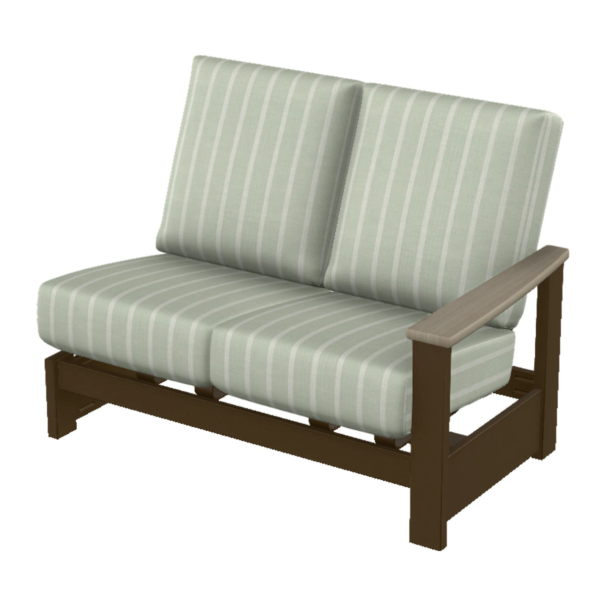 Leeward Cushion Loveseat Section w/ Hidden Motion (RAF) — Kona MGP / Weathered Wood Accent