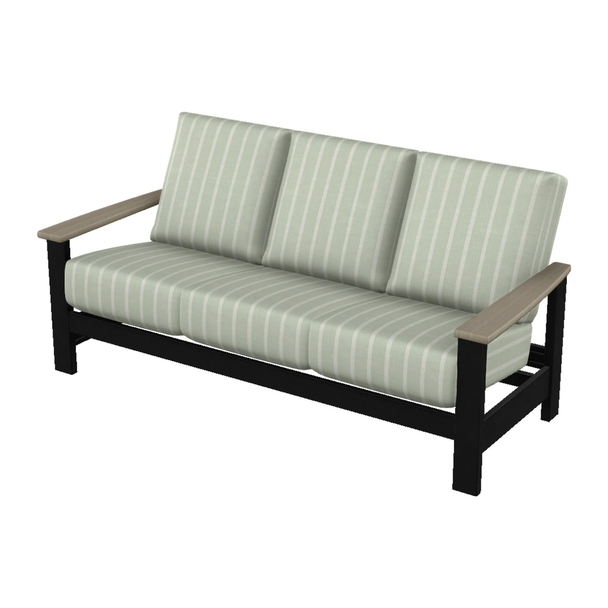 Leeward Cushion Sofa — Black MGP / Weathered Wood Accent