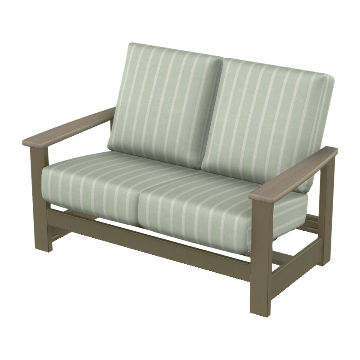 Leeward Cushion Loveseat w/ Hidden Motion — Beachwood MGP / Weathered Wood Accent