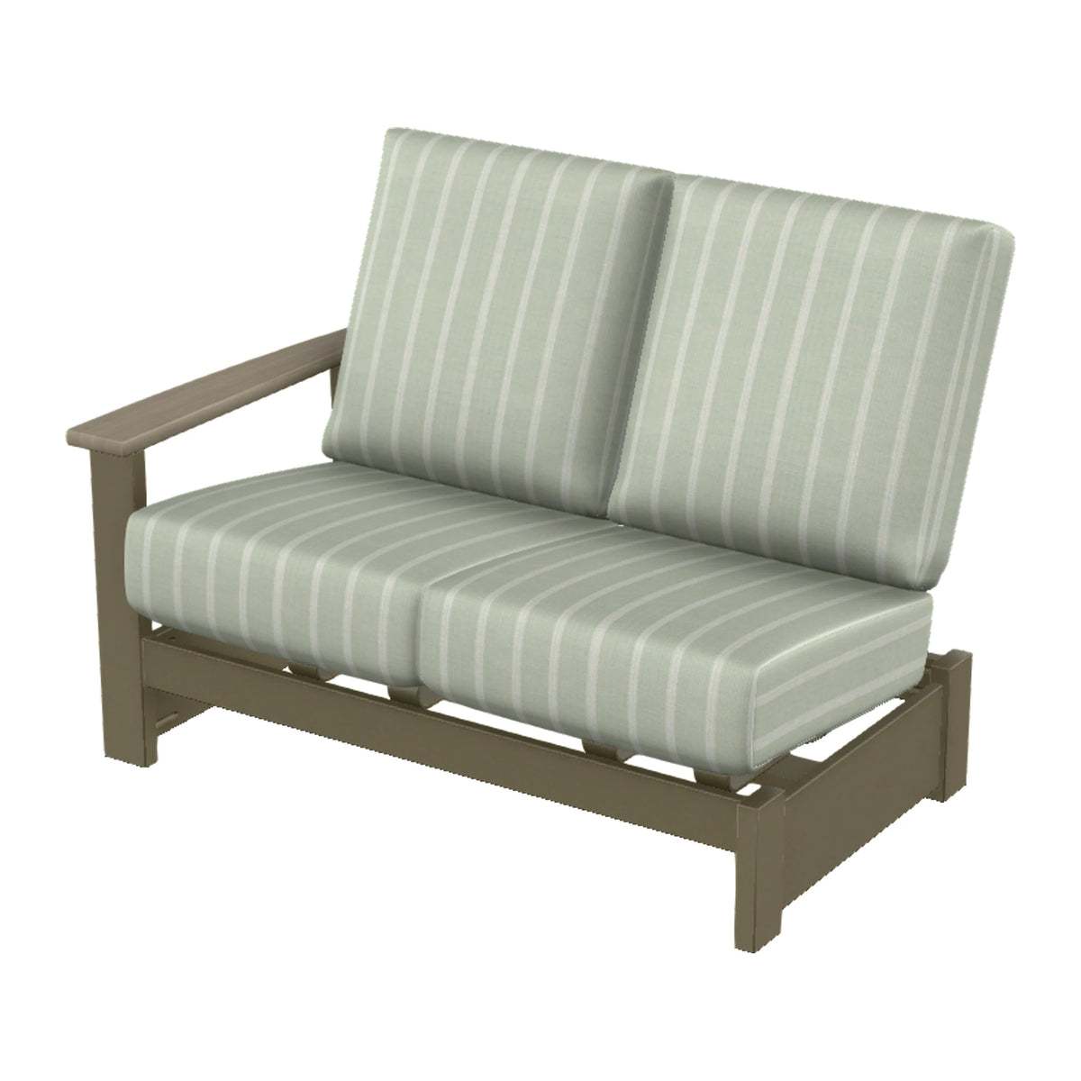 Leeward Cushion Loveseat Sectional w/ Hidden Motion (LAF) — Beachwood MGP / Weathered Wood Accent