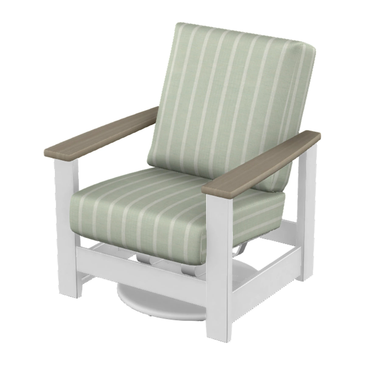 Leeward Cushion Swivel Rocker w/ Hidden Motion — Snow MGP / Weathered Wood Accent