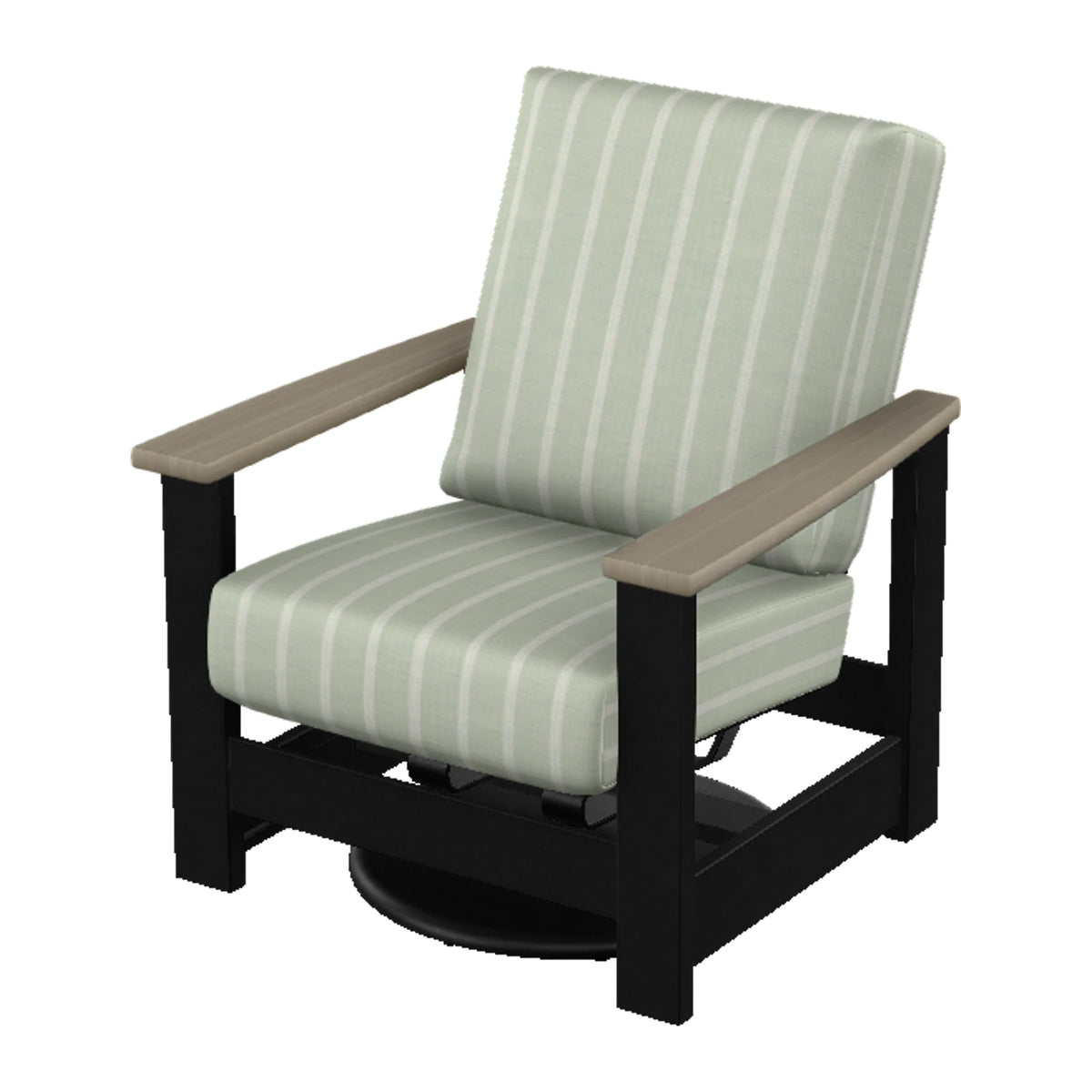 Leeward Cushion Swivel Rocker w/ Hidden Motion — Black MGP / Weathered Wood Accent