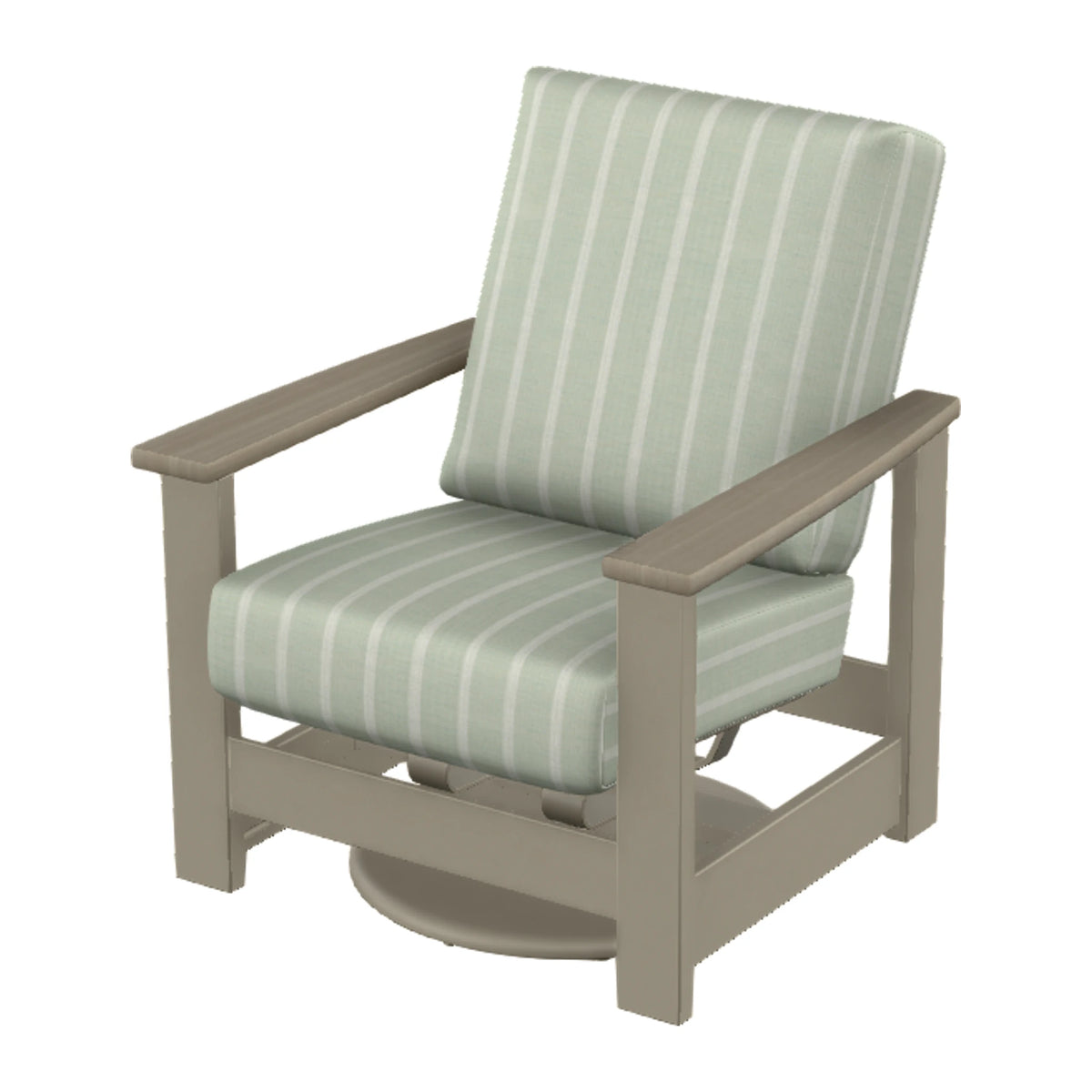 Leeward Cushion Swivel Rocker w/ Hidden Motion — Storm MGP / Weathered Wood Accent