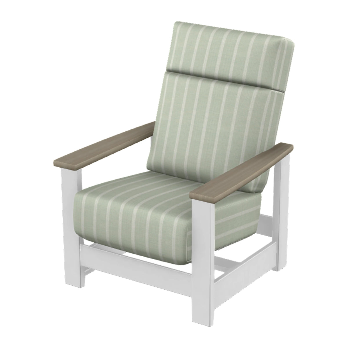 Leeward Cushion Supreme Armchair w/ Hidden Motion — Snow MGP / Weathered Wood Accent