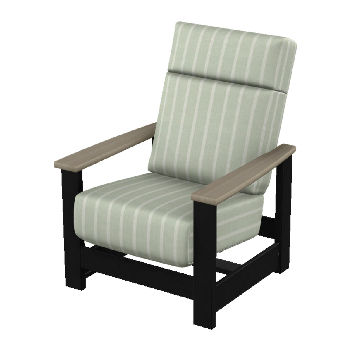 Leeward Cushion Supreme Armchair w/ Hidden Motion — Black MGP / Weathered Wood Accent