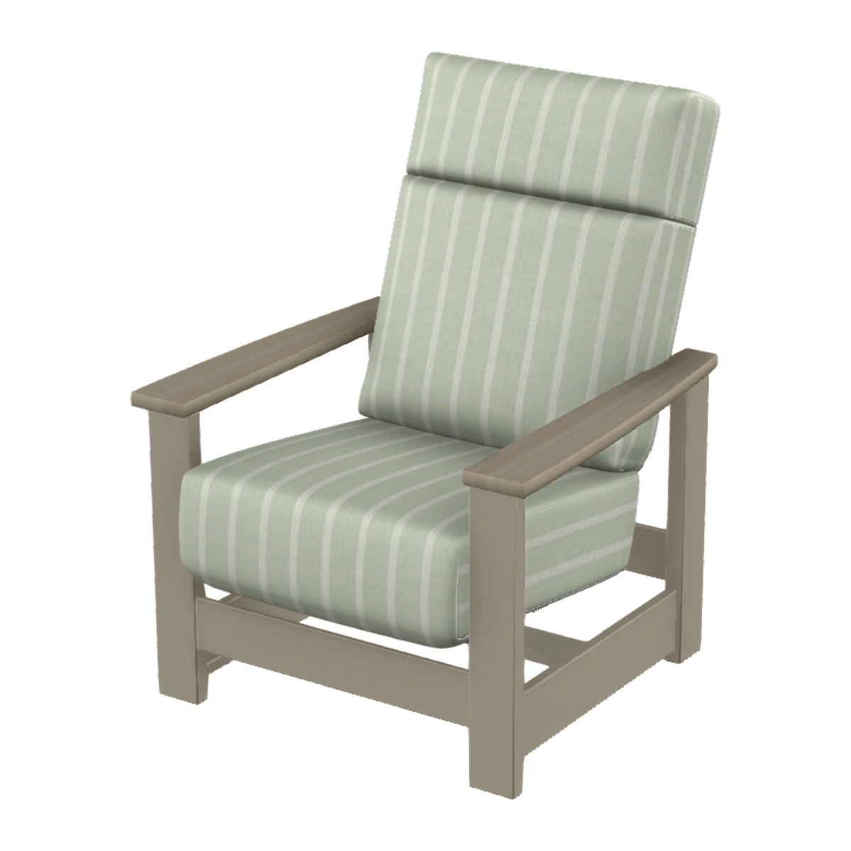 Leeward Cushion Supreme Armchair w/ Hidden Motion — Storm MGP / Weathered Wood Accent