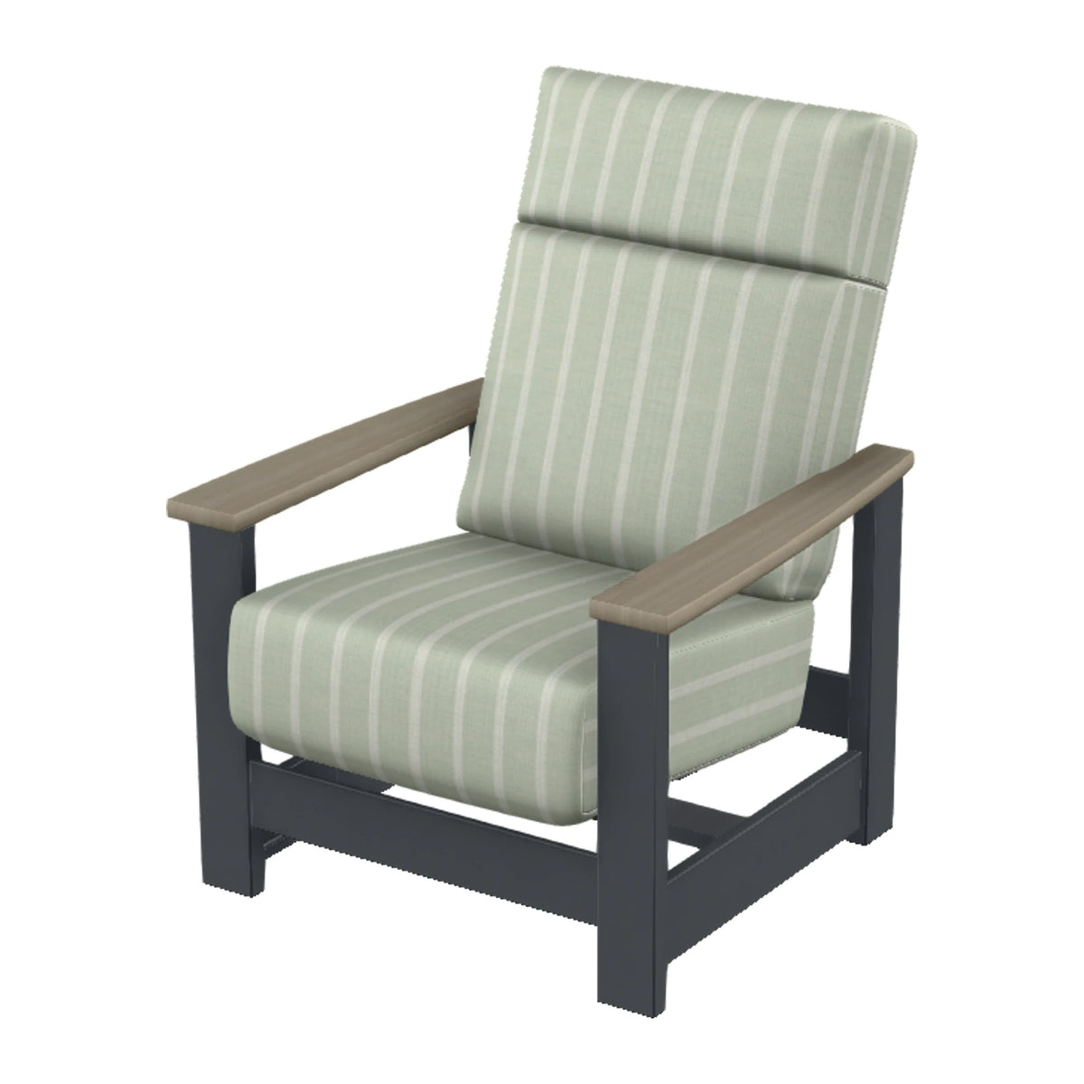 Leeward Cushion Supreme Armchair w/ Hidden Motion — Classic Graphite MGP / Weathered Wood Accent