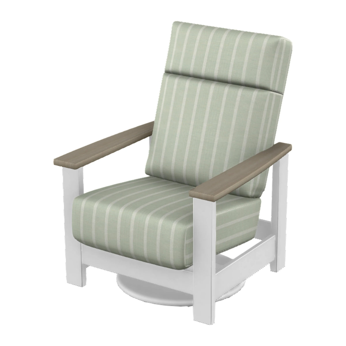 Leeward Cushion Supreme Swivel Rocker — Snow MGP / Weathered Wood Accent