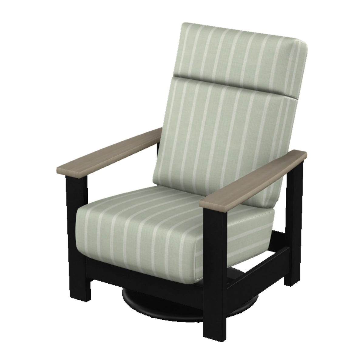 Leeward Cushion Supreme Swivel Rocker — Black MGP / Weathered Wood Accent