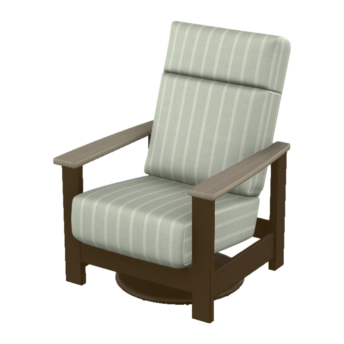 Leeward Cushion Supreme Swivel Rocker — Kona MGP / Weathered Wood Accent