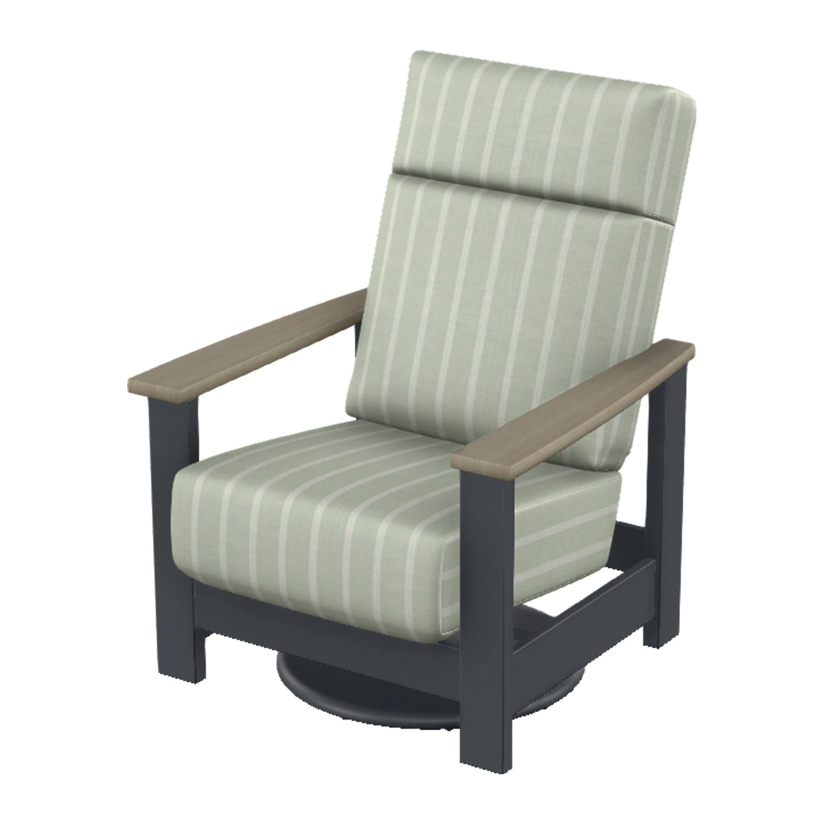 Leeward Cushion Supreme Swivel Rocker — Classic Graphite MGP / Weathered Wood Accent