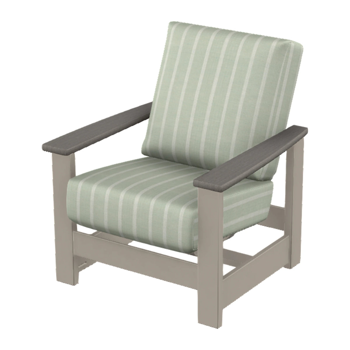 Leeward Cushion Armchair w/ Hidden Motion — Warm Grey MGP / Boardwalk Accents