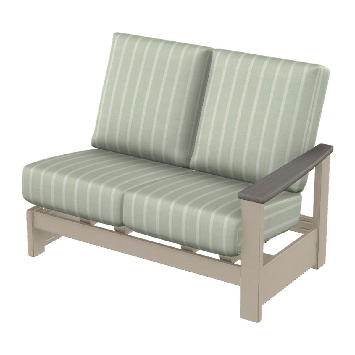 Leeward Cushion Loveseat Section w/ Hidden Motion (RAF) — Desert Sand MGP / Boardwalk Accents