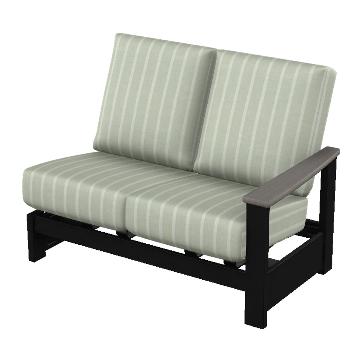 Leeward Cushion Loveseat Section w/ Hidden Motion (RAF) — Black MGP / Boardwalk Accents