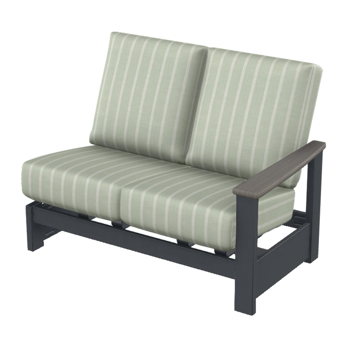 Leeward Cushion Loveseat Section w/ Hidden Motion (RAF) — Classic Graphite MGP / Boardwalk Accents