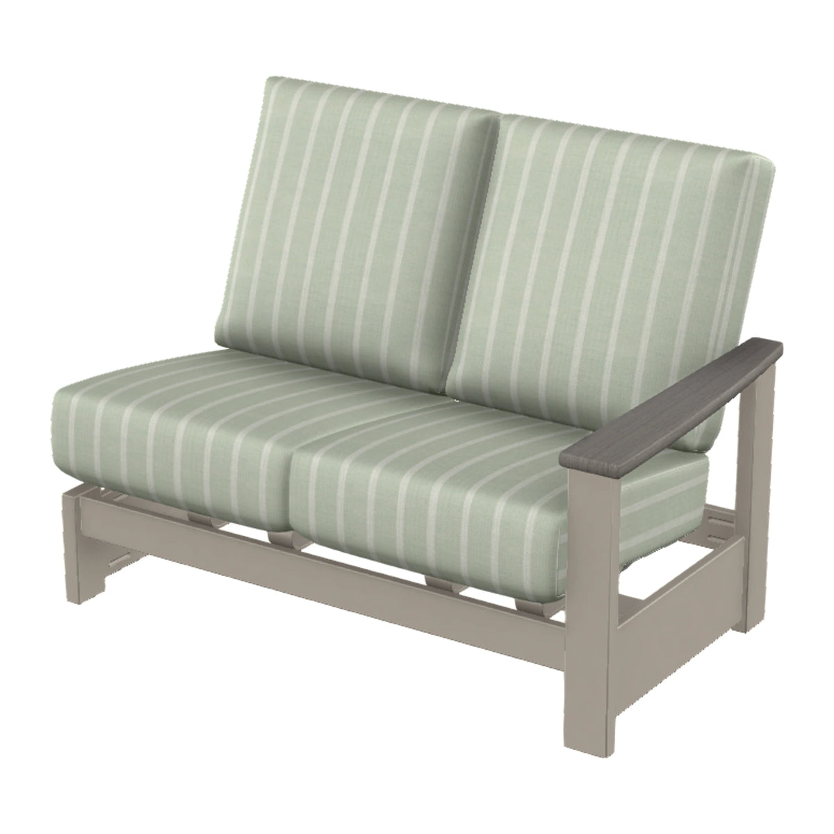 Leeward Cushion Loveseat Section w/ Hidden Motion (RAF) — Warm Grey MGP / Boardwalk Accents