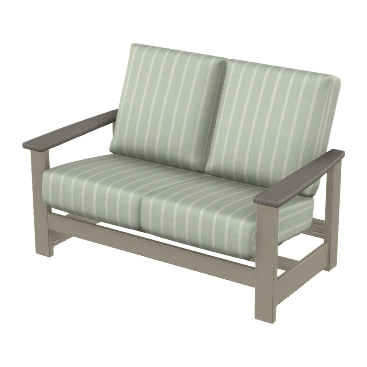 Leeward Cushion Loveseat w/ Hidden Motion — Storm MGP / Boardwalk Accents