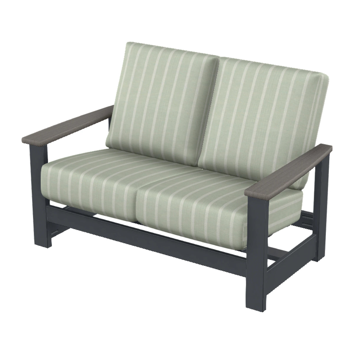 Leeward Cushion Loveseat w/ Hidden Motion — Classic Graphite MGP / Boardwalk Accents