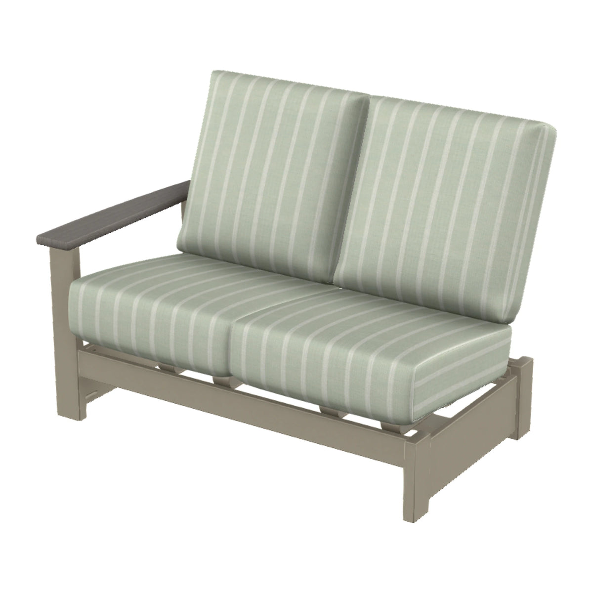Leeward Cushion Loveseat Sectional w/ Hidden Motion (LAF) — Storm MGP / Boardwalk Accents