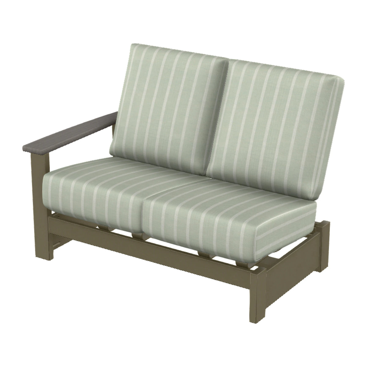 Leeward Cushion Loveseat Sectional w/ Hidden Motion (LAF) — Beachwood MGP / Boardwalk Accents