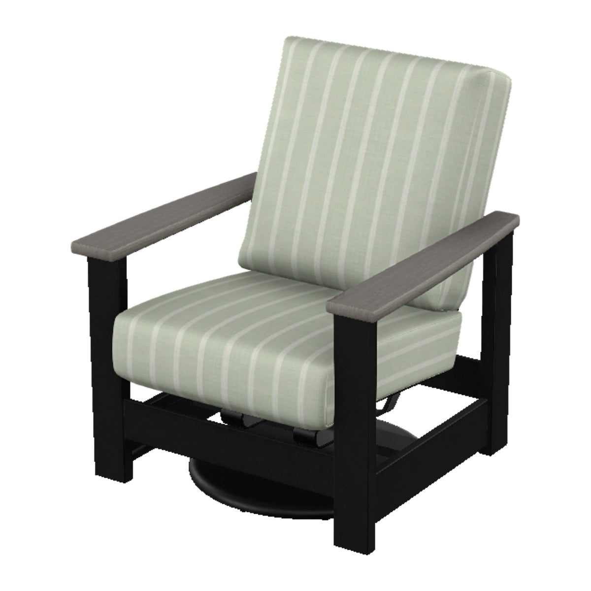 Leeward Cushion Swivel Rocker w/ Hidden Motion — Black MGP / Boardwalk Accents