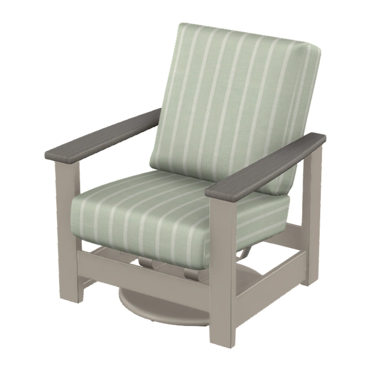 Leeward Cushion Swivel Rocker w/ Hidden Motion — Warm Grey MGP / Boardwalk Accents
