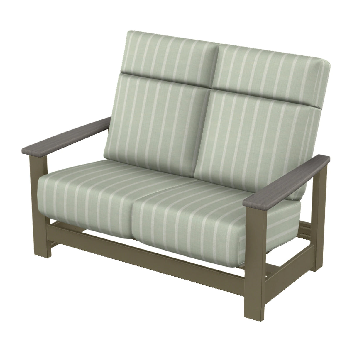 Leeward Cushion Supreme Loveseat w/ Hidden Motion — Beachwood MGP / Boardwalk Accents