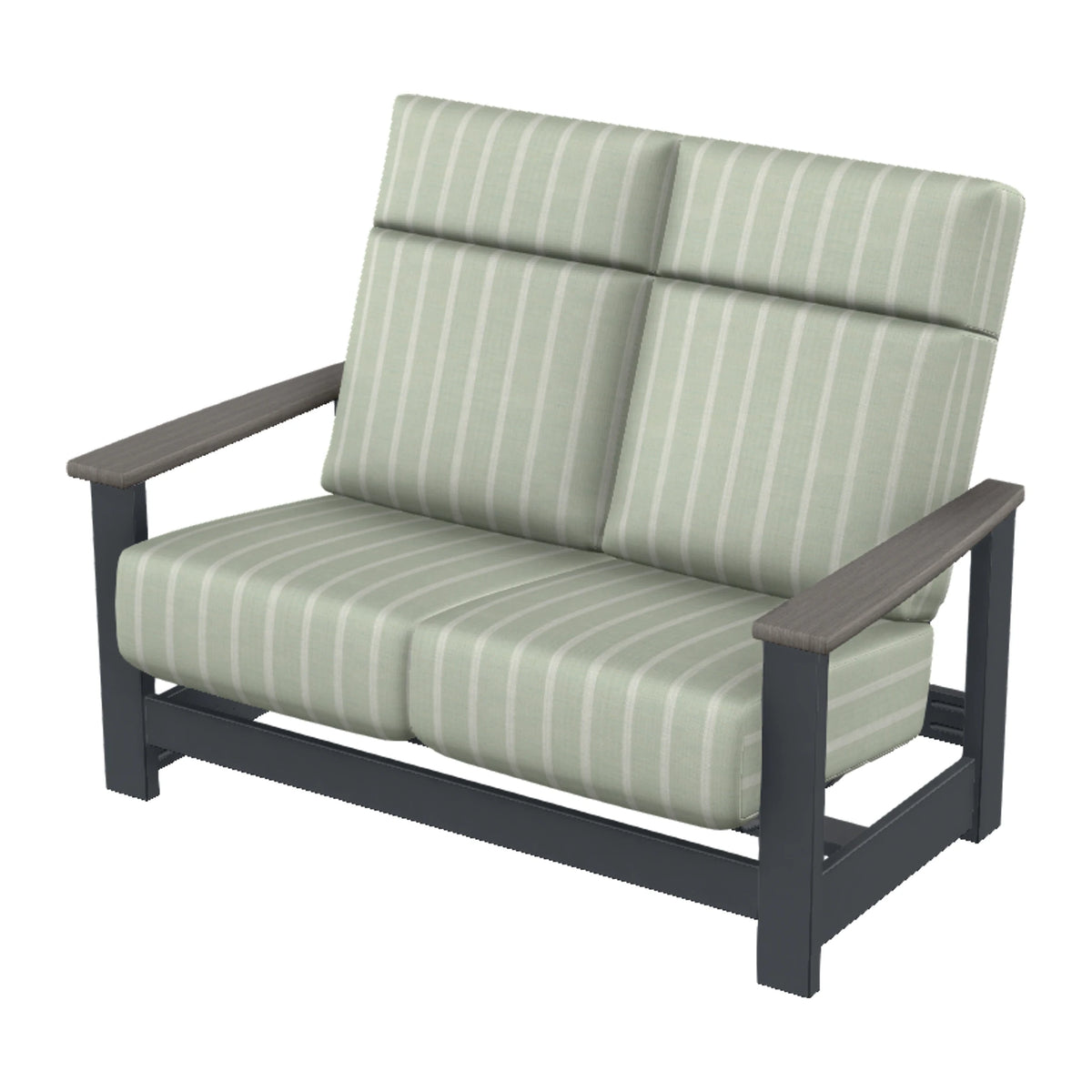 Leeward Cushion Supreme Loveseat w/ Hidden Motion — Classic Graphite MGP / Boardwalk Accents