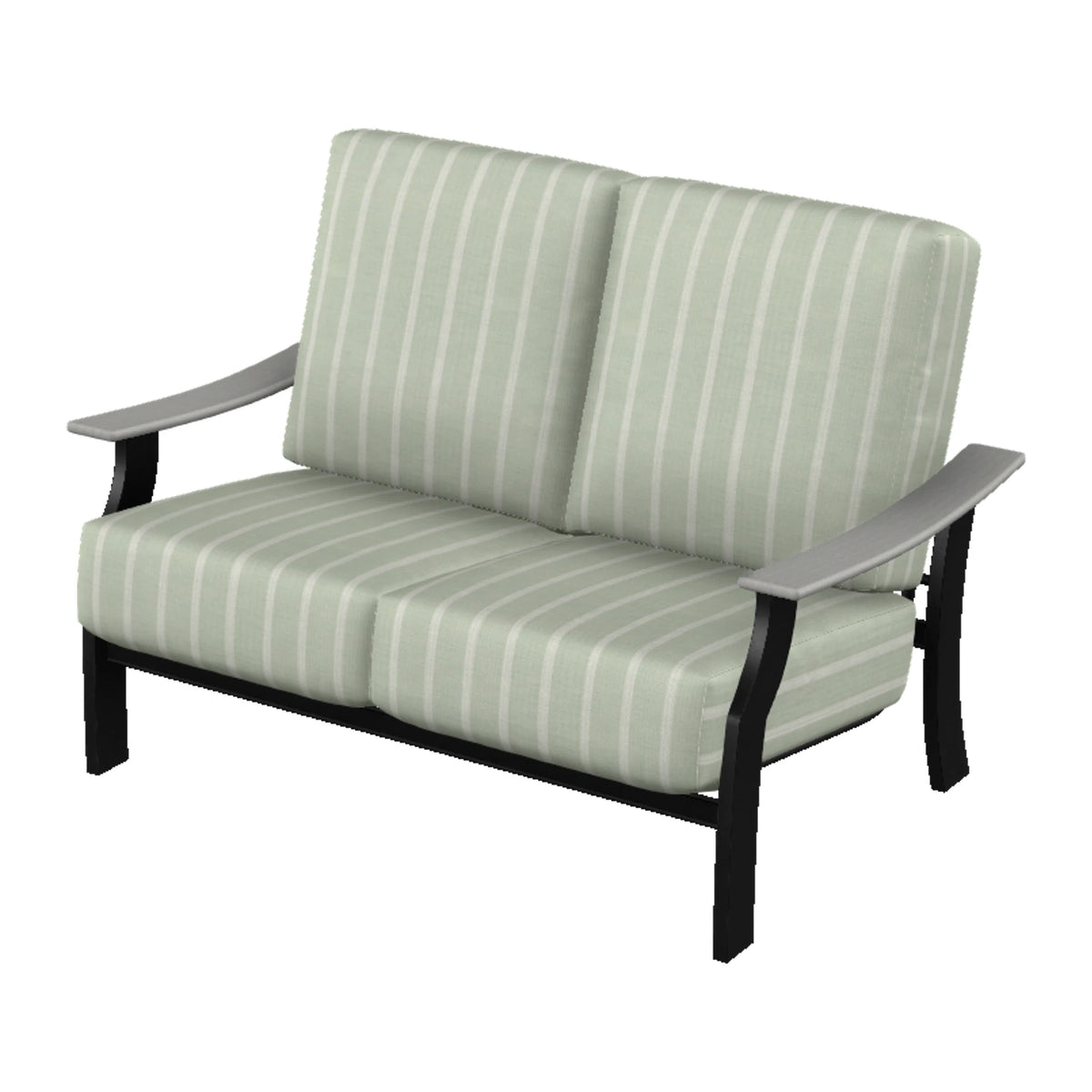 St. Catherine Cushion Loveseat — Black MGP / Cape Grey Accents