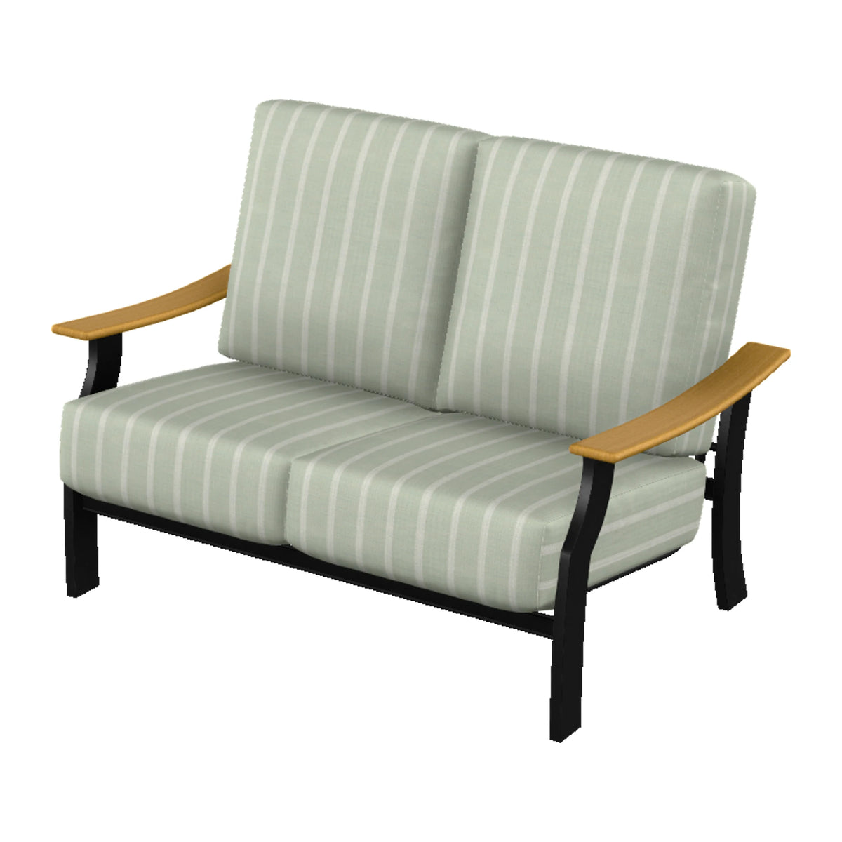St. Catherine Cushion Loveseat — Black MGP / Teak Accents