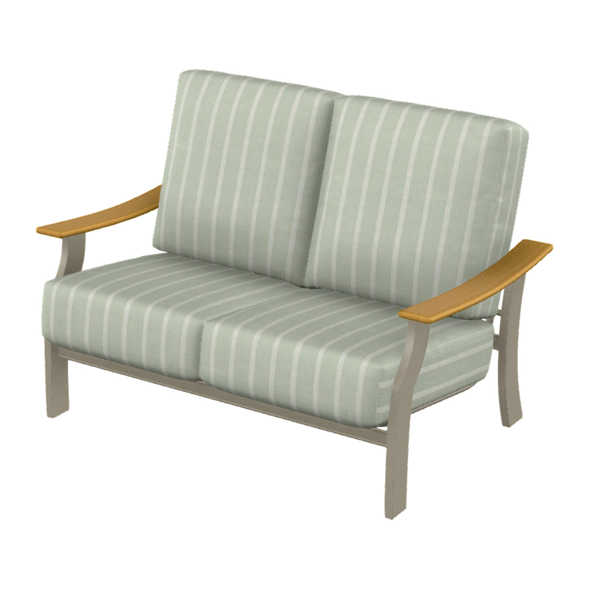 St. Catherine Cushion Loveseat — Storm MGP / Teak Accents