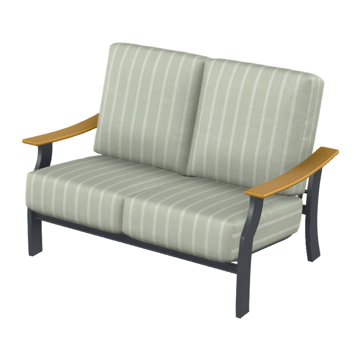 St. Catherine Cushion Loveseat — Classic Graphite MGP / Teak Accents