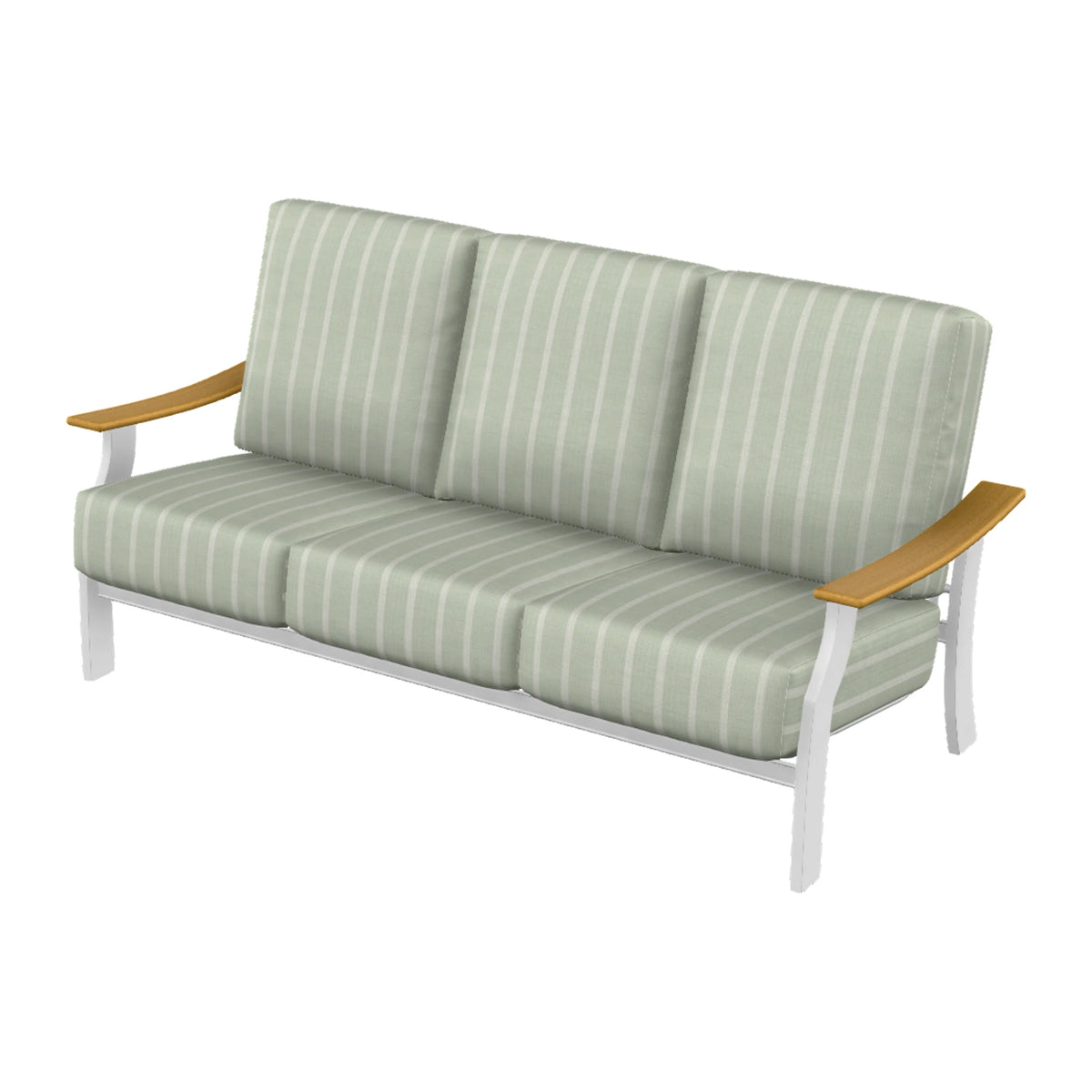 St. Catherine Cushion Sofa — Snow MGP / Teak Accents