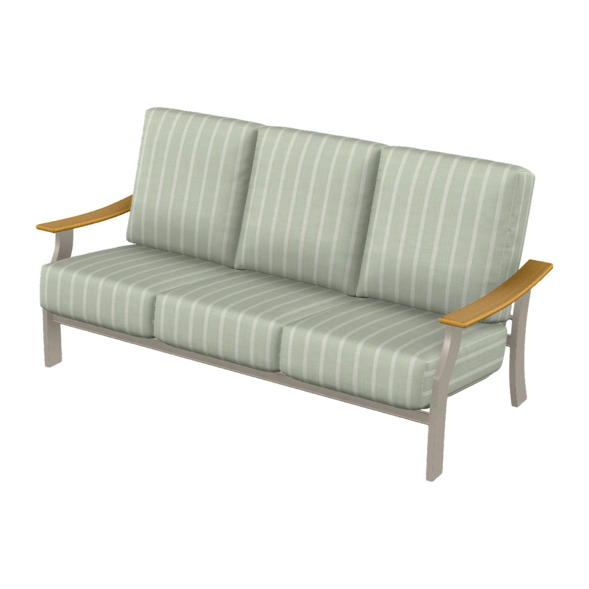 St. Catherine Cushion Sofa — Warm Grey MGP / Teak Accents