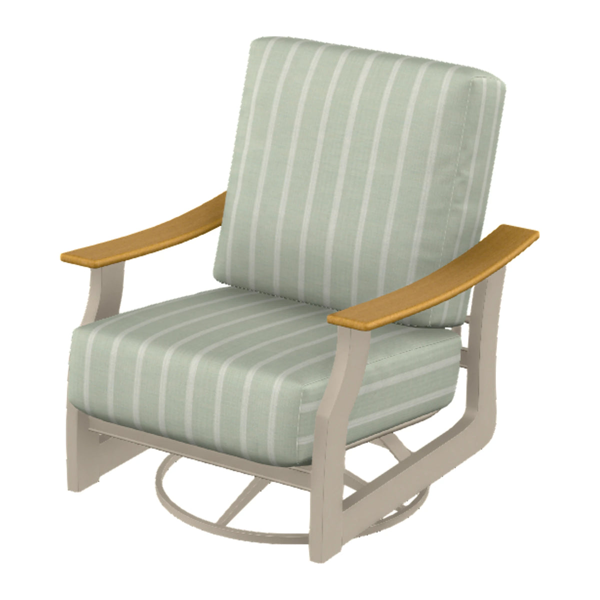St. Catherine Cushion Swivel Rocker — Desert Sand MGP / Teak Accents