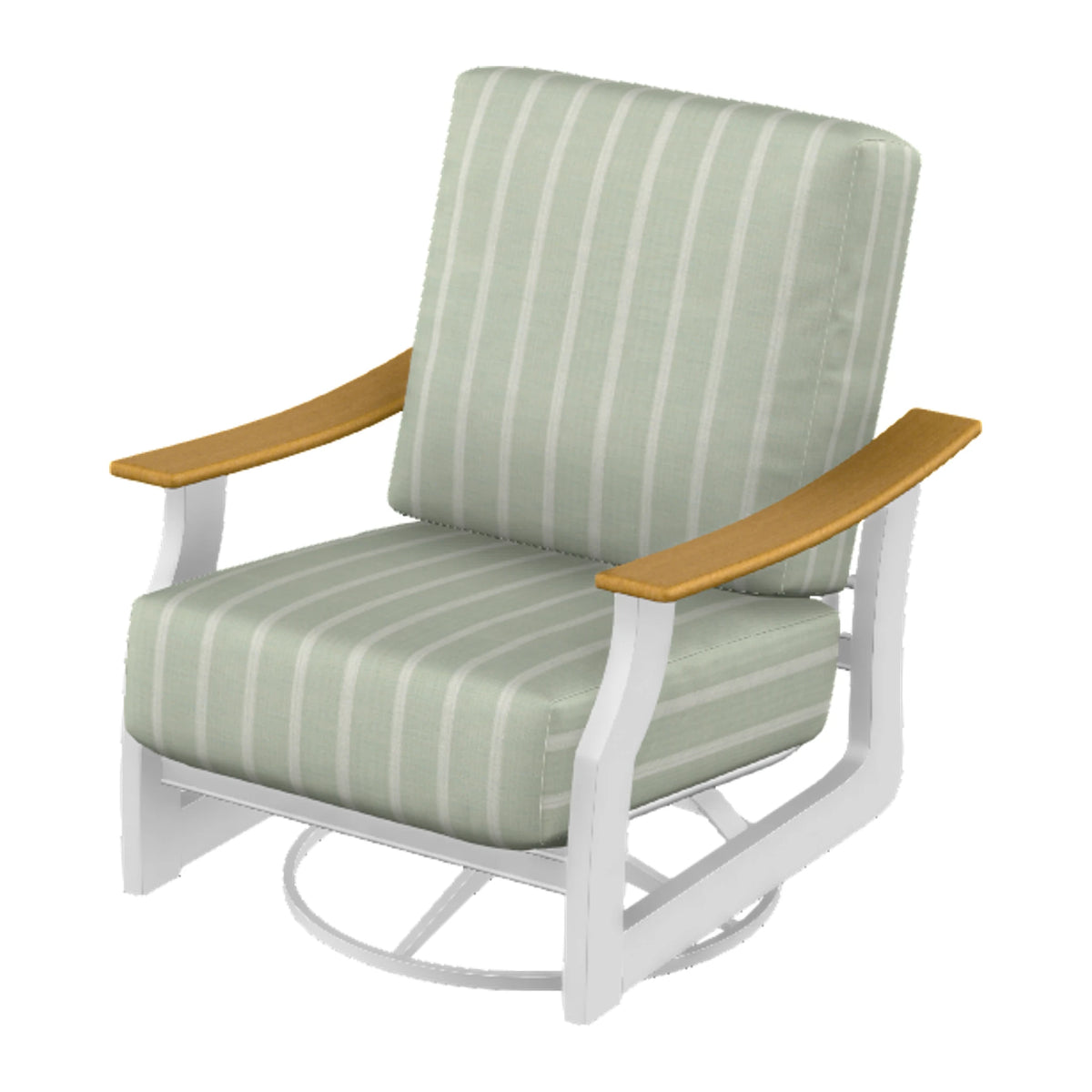 St. Catherine Cushion Swivel Rocker — Snow MGP / Teak Accents
