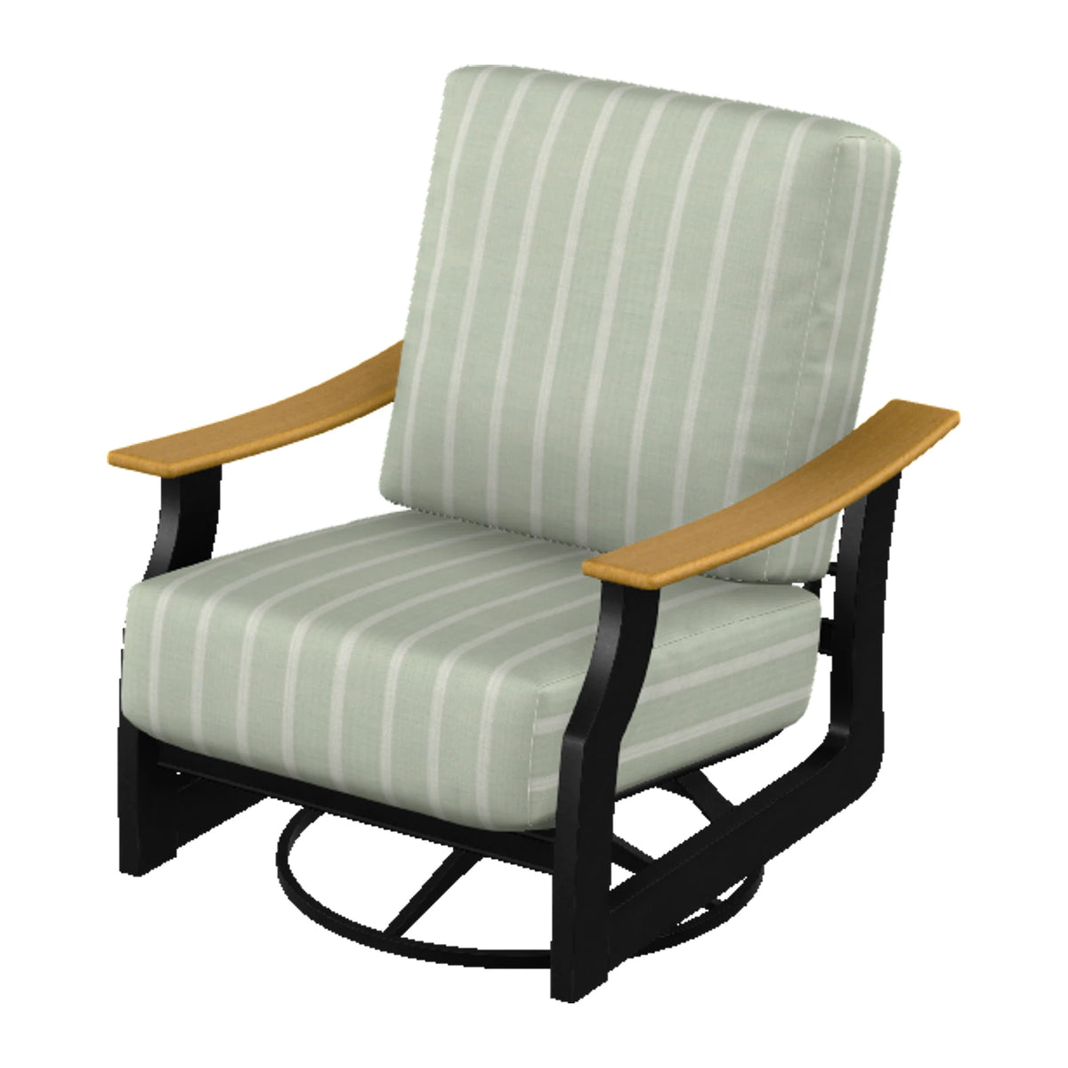 St. Catherine Cushion Swivel Rocker — Black MGP / Teak Accents