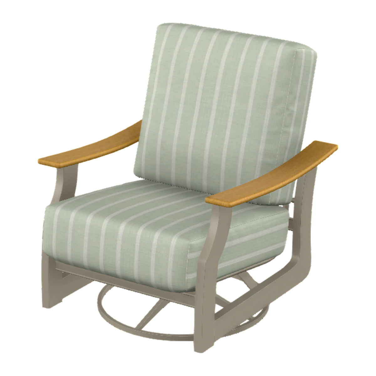 St. Catherine Cushion Swivel Rocker — Storm MGP / Teak Accents